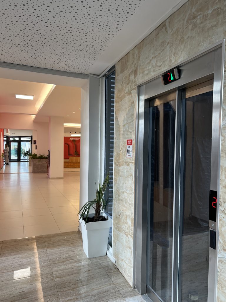 Accessible campus path and entrance area