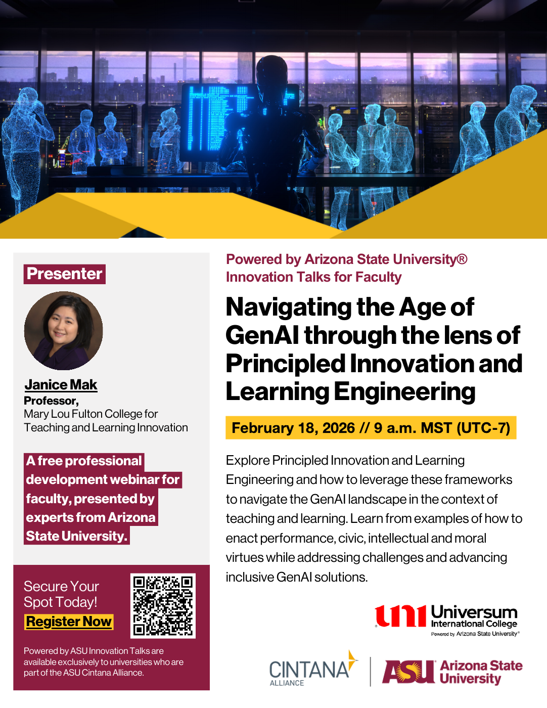 Innovation Talks poster for Navigating the Age of GenAI on February 18, 2026